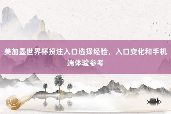 美加墨世界杯投注入口选择经验，入口变化和手机端体验参考
